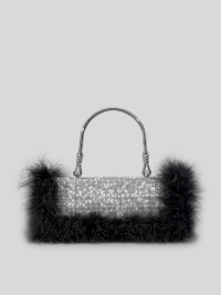 « Glitz and Glamour: Unveiling the Giselle Ostrich Feather Crystal Diamond Rhinestone Evening Purse for Women »
